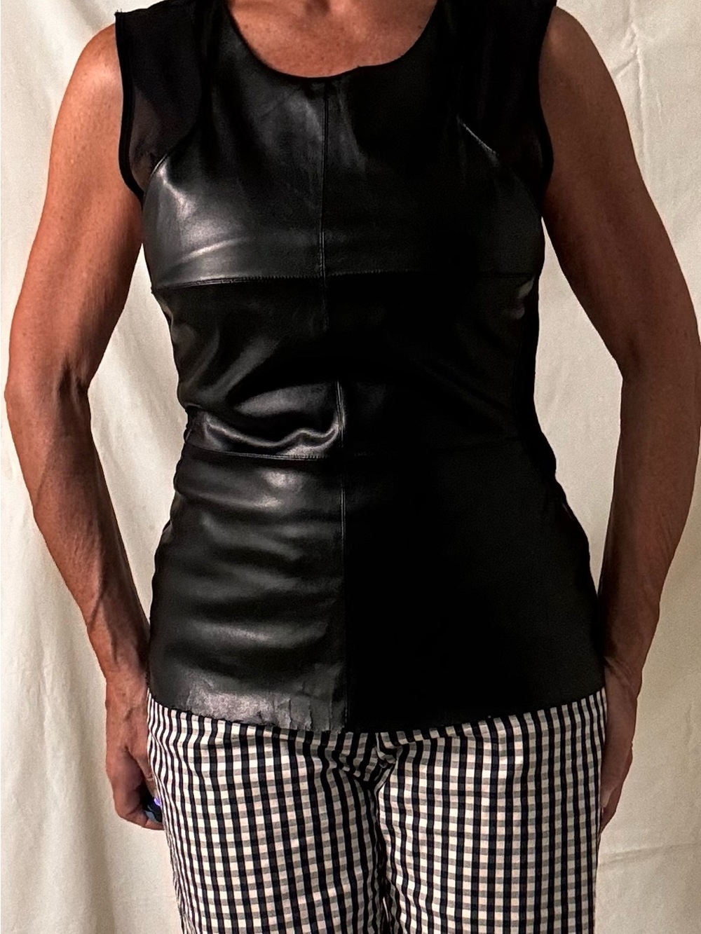 Fate Black Faux Leather Sleeveless Tank
